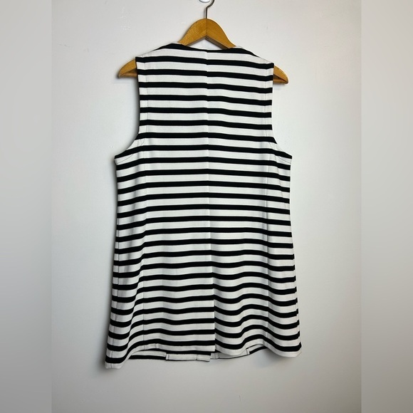 Chico’s Mini Dress Women 1/M  Striped Sleeveless High Quality Black-White luxe - Picture 2 of 13